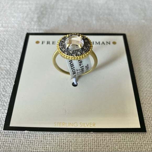 FREIDA ROTHMAN Faceted Stone Vault Cocktail Ring Gold Silver Zirconia Stone $175 - Picture 6 of 16